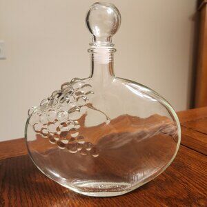Vintage MOD DEP Glass Decanter embossed w/ grapes on one side